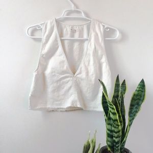 Silence + Noise (UO) White Denim Deep-V Tank